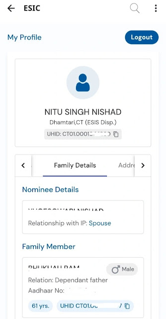 umang app esic family details