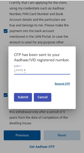 otp page pf claim umang app