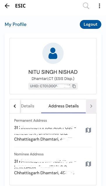 umang app esic  Address Details